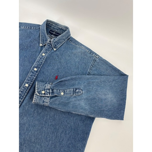 Ralph Lauren Other - Ralph Lauren Mens XL Denim Button Down Shirt Blue Long Sleeve Red Pony Cotton